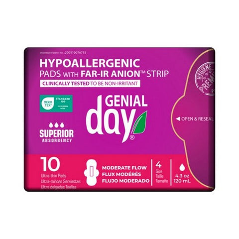 Genial Day, Super Absorbent Regular Flow With Anion Strip, 10 Count Genial Day