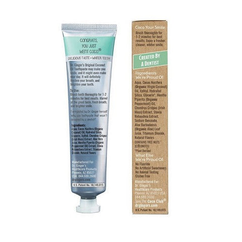 Dr.Ginger's, Coconut Oil Toothpaste With White Charcoal Coconut Mint, 4 Oz Dr.Ginger's