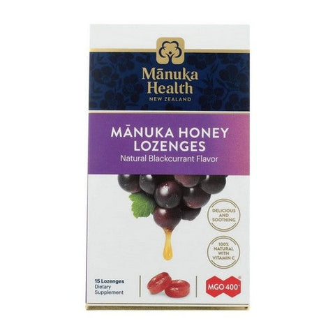 Manuka Health, Manuka Honey Lozenges Mgo 400+ Blackcurrant, 15 Count Manuka Health
