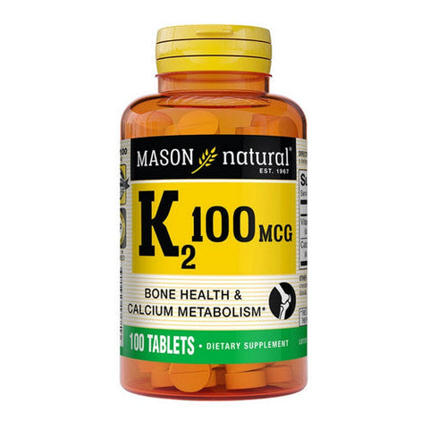Mason Natural, Vitamin K2 With Calcium Supports Bone Health, 100 mcg, 100 Tabs Mason Natural