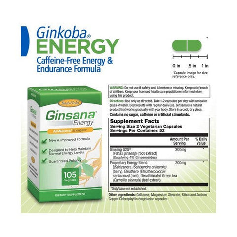 Body Gold, Ginsana Energy, 105 Veg Caps Body Gold
