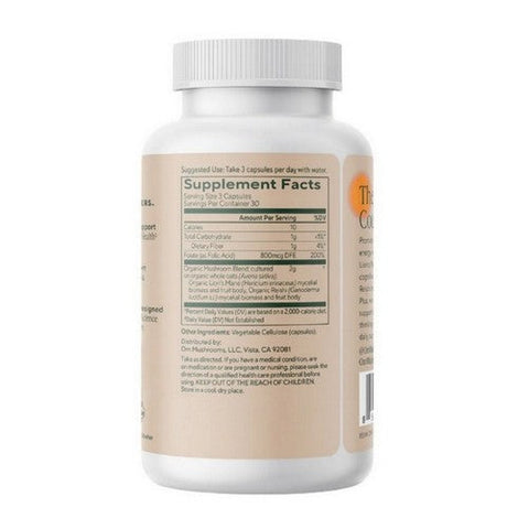 Om Mushrooms, Brain Fuel Powered By Lion'S Mane Plus Folate, 667 Mg, 90 Veg Caps Om Mushrooms
