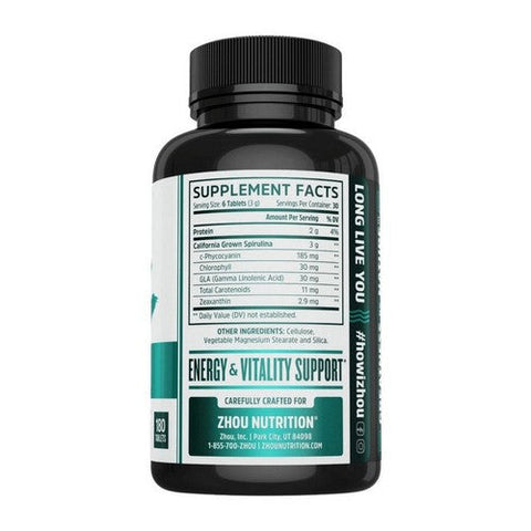 Zhou Nutrition, Spirulina, 180 Tabs Zhou Nutrition