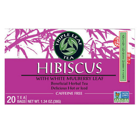 Triple Leaf Tea, Hibiscus Tea with White Mulberry Leaf, 20 Bags Triple Leaf Tea