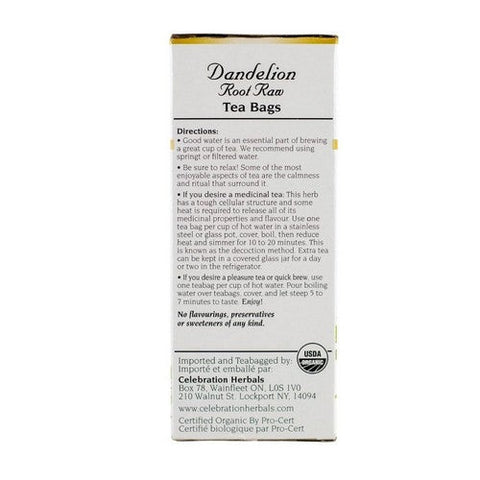 Celebration Herbals, Organic Dandelion Root Raw Tea, 24 Bags Celebration Herbals