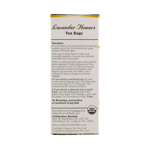 Celebration Herbals, Organic Lavender Flowers Tea, 24 Bags Celebration Herbals