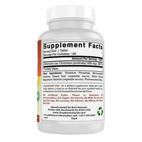 Best Naturals, Chromium Picolinate, 1000 mcg, 120 Tabs Best Naturals