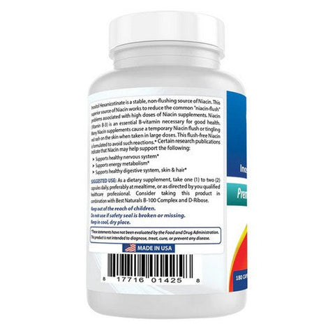 Best Naturals, Niacin Flush Free, 500 mg, 180 Caps Best Naturals