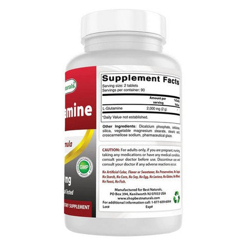 Best Naturals, L-Glutamine, 1000 mg, 180 Tabs Best Naturals
