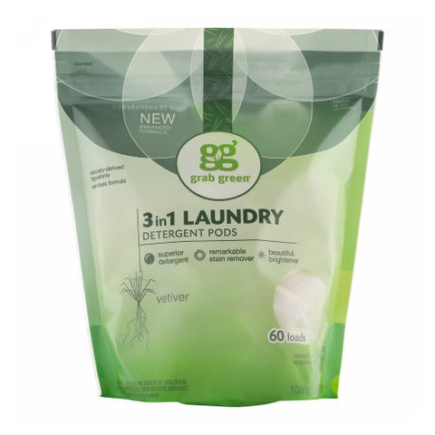 Grab Green, 3 in 1 Laundry Detergent Pods Vetiver, 60 Pods Grab Green