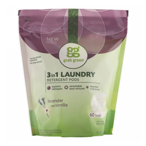 Grab Green, 3 in 1 Laundry Detergent Pods Lavender Vanilla, 60 Loads Grab Green