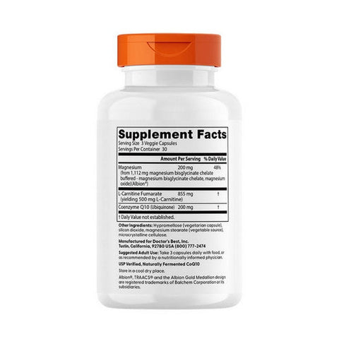 Doctors Best, CoQ 10 L-Carnitine Magnesium, 90 Veg Caps Doctors Best