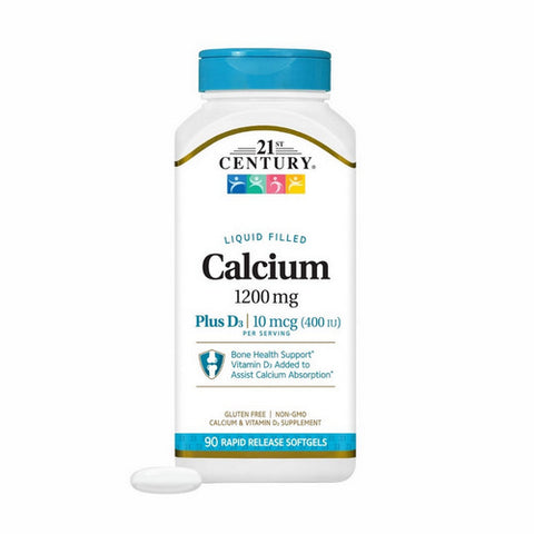 21st Century, Liquid Filled Calcium Plus D3, 90 Caps 21st Century