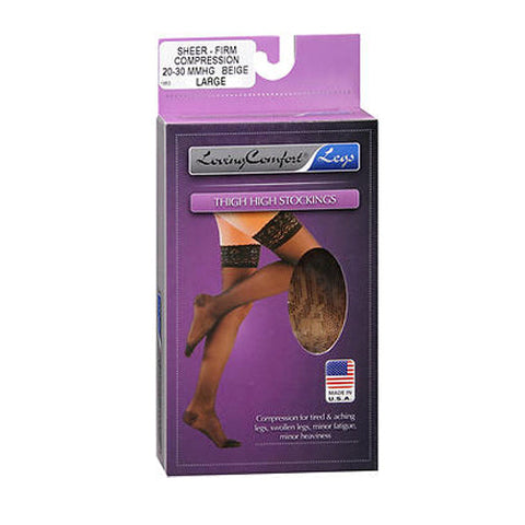 Loving Comfort, Thigh High Stockings Firm Compression Large Beige, 1 Each Loving Comfort