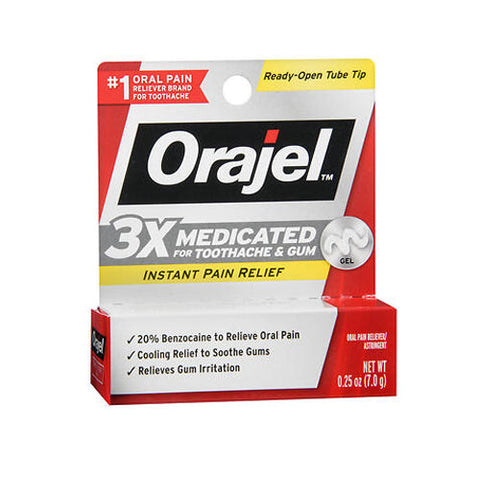 Orajel, 3X Medicated For Toothache And Gum Gel, 0.25 Oz Orajel