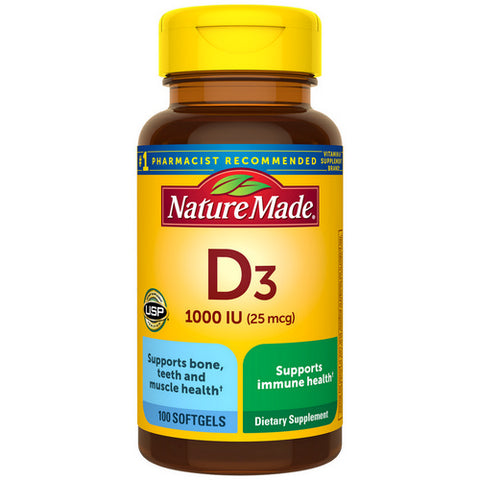 Nature Made, Vitamin D3, 25 Mcg, 100 Softgels Nature Made