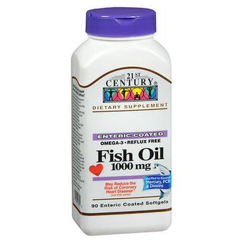 21st Century, 21st Century Fish Oil  Enteric Coated Softgels, 90 Caps 21st Century
