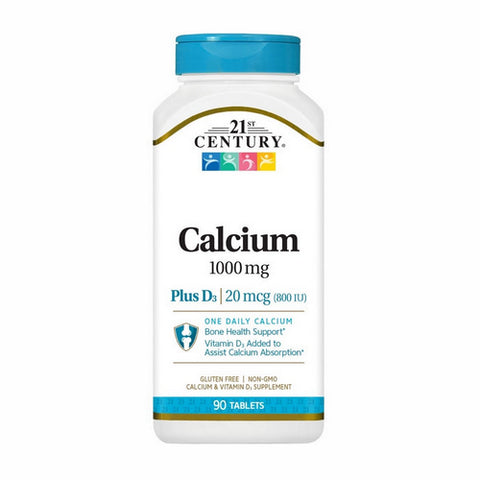 21st Century, 21st Century Calcium 1000 + D3, 90 Tabs 21st Century