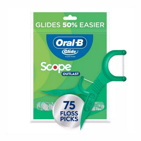 Oral-B, Glide with Scope Outlast Dental Floss Picks Mint, 75 Each Oral-B