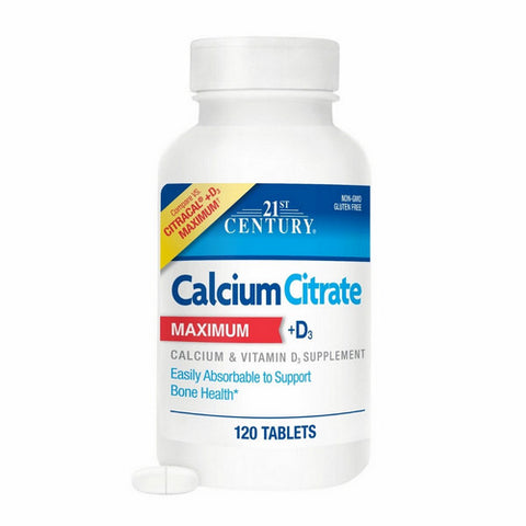 21st Century, Calcium Citrate Maximum + D3, 120 Tabs 21st Century