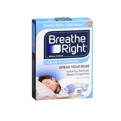 Breathe Right, Nasal Strips Clear For Sensitive Skin Large, 30 Each Breathe Right