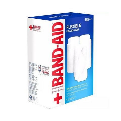 Band-Aid, Flexible Rolled Gauze 4 Inch X 2.1 Yard, 5 Each Band-Aid