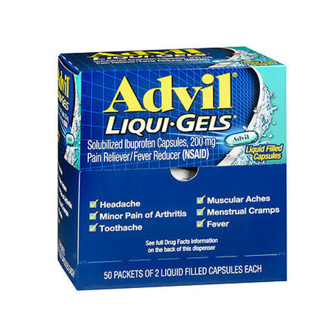 Advil, Liqui-Gels Pain Reliever And Fever Reducer, 200 Mg, 50 packets of 2 liquid filled caps Advil