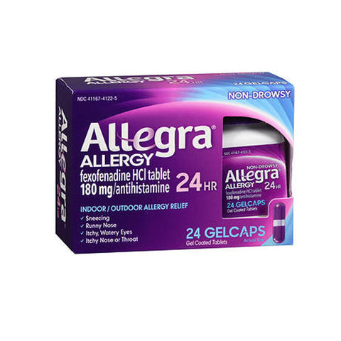Allegra, Allergy 24 Hr Fexofenadine Hcl Antihistamine Gelcaps, 180 Mg, 24 Caps Allegra