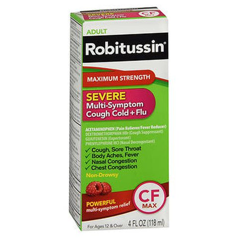 Robitussin, Maximum Strength Severe Cough Cold Plus Flu Nighttime, 4 Oz Robitussin