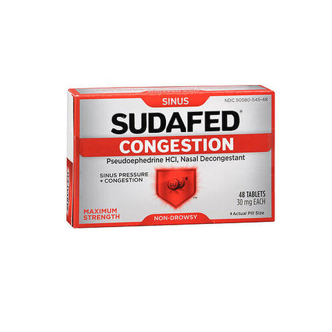 Sudafed Pe, Congestion Pseudoephedrine Hci, 48 Tabs Sudafed Pe