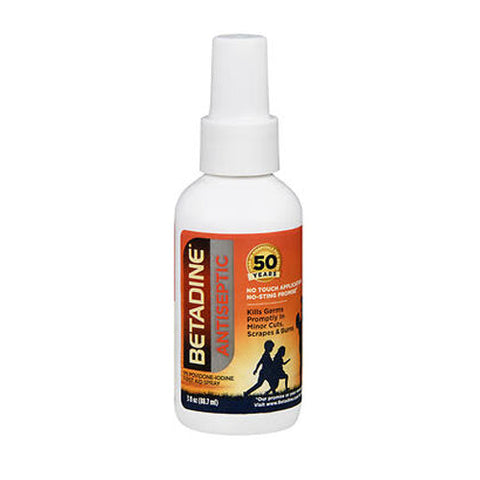 Betadine, 5% Povidone Iodine Antiseptic First Aid Spray, 3 Oz Betadine