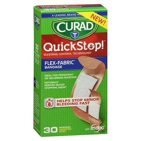 Curad, Quickstop! Flex-Fabric Bandages Assorted Sizes, 30 Each Curad