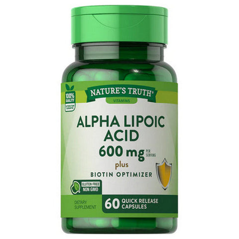 Nature's Truth, Alpha Lipoic Acid Plus Biotin Optimizer Quick Release Capsules, 600 Mg, 60 Caps Nature's Truth