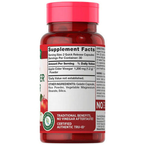 Nature's Truth, Apple Cider Vinegar Capsules Triple Strength, 1200 Mg, 60 Caps Nature's Truth