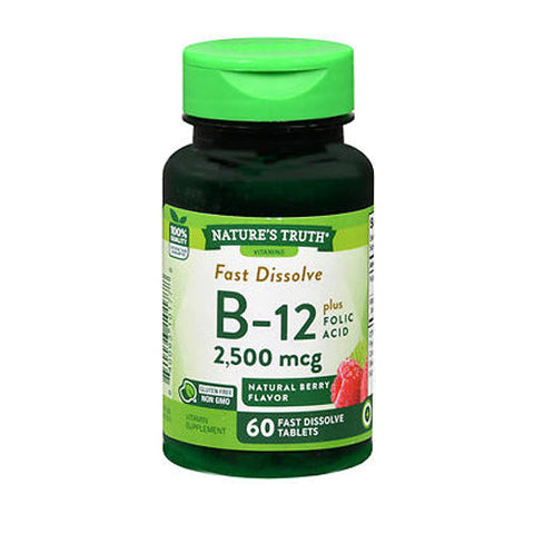 Nature's Truth, Vitamin B-12 Plus Folic Acid Natural Berry Flavor, 2500 mcg, 60 Tabs Nature's Truth