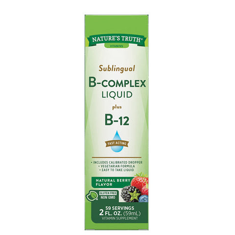 Nature's Truth, Sublingual B Complex Liquid Plus B-12 Natural Berry Flavor Liquid, 2 Oz Nature's Truth