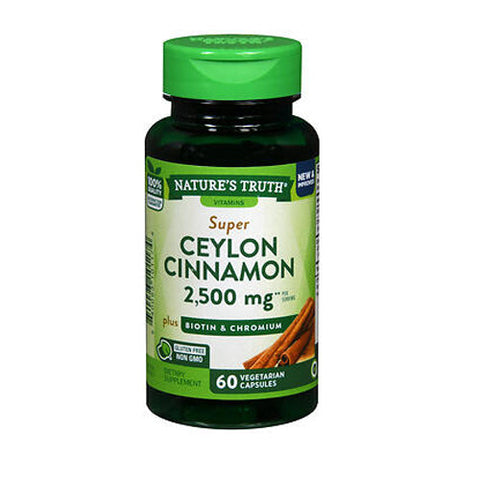 Nature's Truth, Ceylon Cinnamon Plus Biotin & Chromium Vegetarian, 2,500 Mg, 60 Caps Nature's Truth