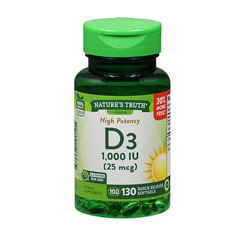 Nature's Truth, Vitamin D3 Quick Release Softgels, 25 Mcg, 130 Caps Nature's Truth