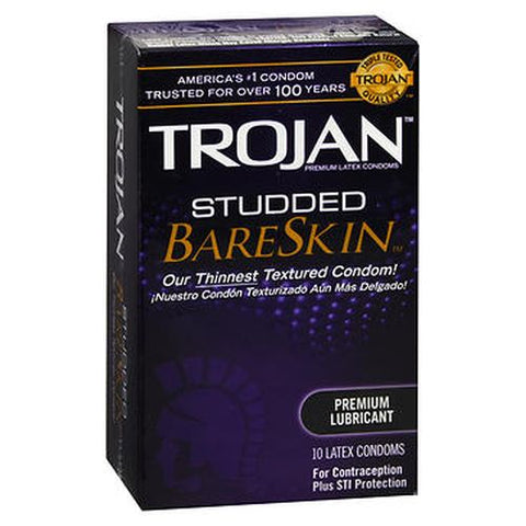 Trojan, Bareskin Studded Lubricated Latex Condoms, 10 Each Trojan
