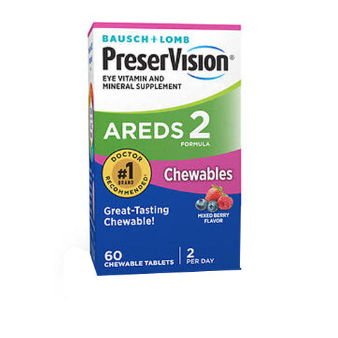 Bausch + Lomb, Preservision Areds 2 Formula Chewable Mixed Berry, 60 Tabs Bausch + Lomb