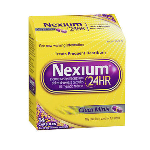 Nexium 24HR, Esomeprazole Magnesium Acid Reducer Clear Minis Capsules, 20 Mg, 14 Caps Nexium 24HR