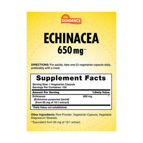 Sundance, Echinacea Vegetarian, 650 Mg, 100 Caps Sundance