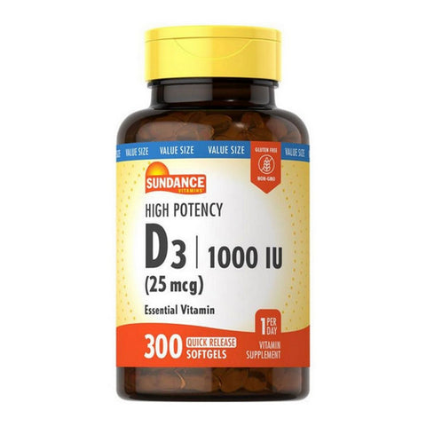 Sundance, D3 Quick Release Softgels, 1000 IU, 300 Tabs Sundance