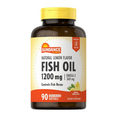 Sundance, Fish Oil Omega-3 Coated Softgels Odorless Natural Lemon, 1000 Mg, 90 Tabs