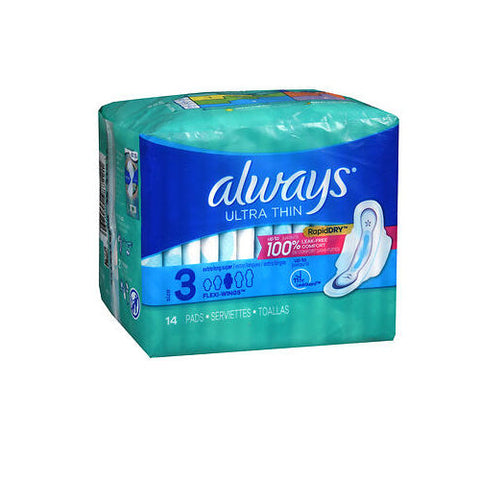 Always Discreet, Ultra Thin Size 3 Extra Long Super Pads With Flexi Wings, 14 Each Always Discreet
