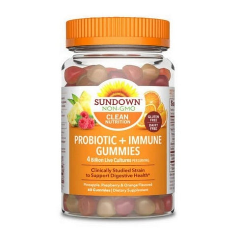 Sundown Naturals, Probiotic Gummies Pineapple - Raspberry & Orange Flavored, 60 Each Sundown Naturals