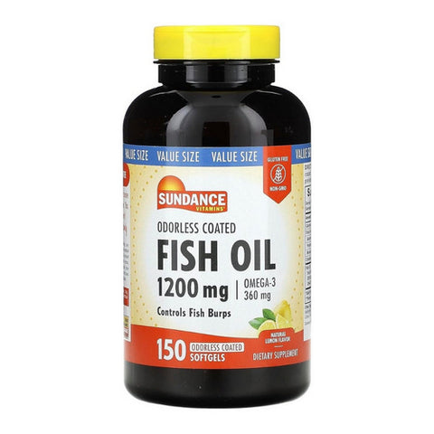 Sundance, Fish Oil Omega-3 Coated Softgels Odorless Natural Lemon, 150 Caps