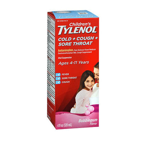 Tylenol, Children'S Cold Plus Cough + Sore Throat Oral Suspension Bubble Gum, 4 Oz Tylenol