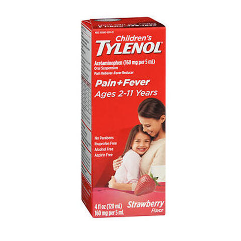 Tylenol, Children'S Pain + Fever Acetaminophen Oral Suspension Strawberry, 160 Mg, 4 Oz Tylenol
