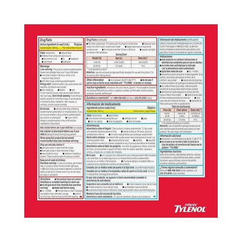Tylenol, Infants' Pain + Fever Acetaminophen Oral Suspension Dye Free Cherry, 160 Mg, 2 Oz